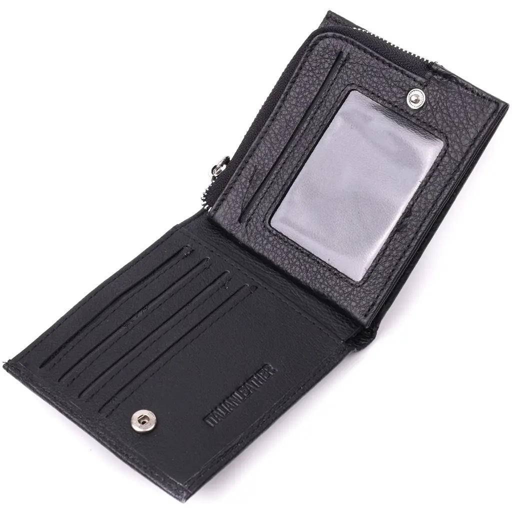 Гаманець середнього розміру з оригінальною монетницею ST Leather 22458 чорний - фото 5