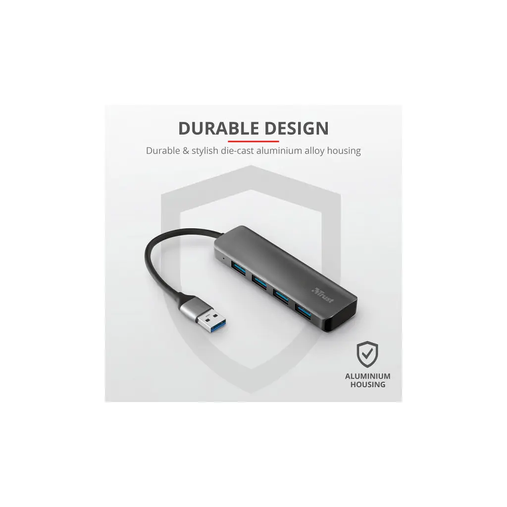 Концентратор Halyx 4-Port USB-A 3.2 Grey Trust (24947_TRUST) - фото 11