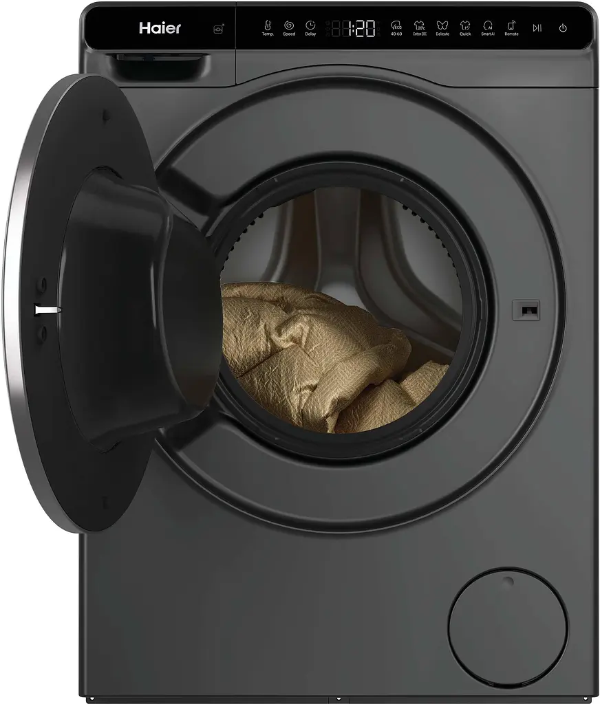 Haier Пральна машина фронтальна, 5кг, 1200, A, 42.3см, дисплей, інвертор, люк чорний, Wi-Fi, висота 70см, сріблястий - фото 5