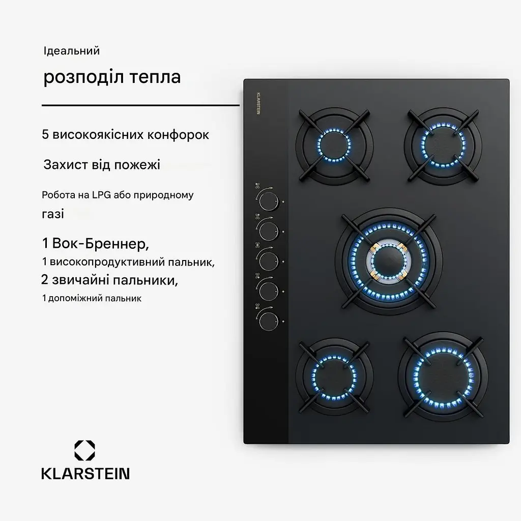 Варочная поверхность газовая Klarstein Goldflame Nano 70см (10046683) - фото 5