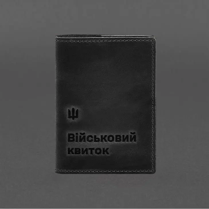 Шкіряна обкладинка для військового квитка 7.3 чорний Crazy Horse - фото 9