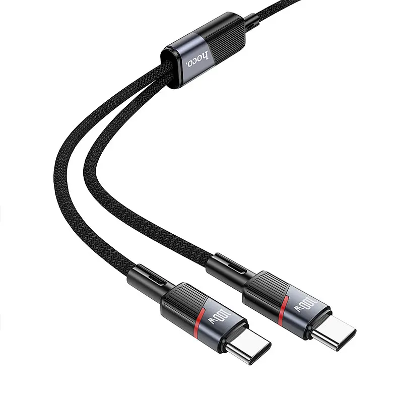Дата кабель Hoco U139 Type-C to Type-C/Type-C 100W (1.2m) Black - фото 2