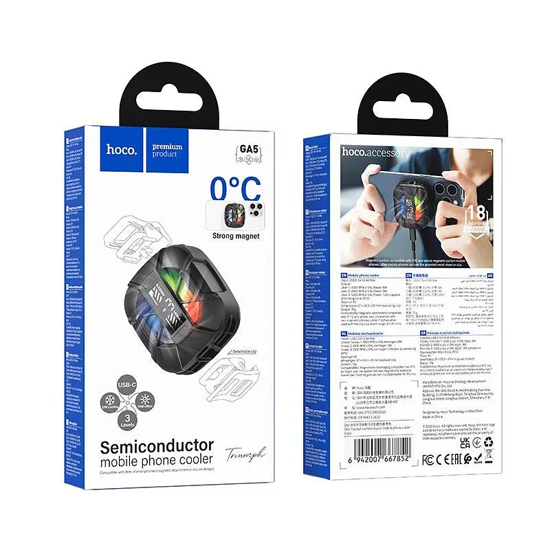 Кулер для телефону HOCO Triumph semiconductor mobile phone cooler GA5 |3 Levels, USB-C| - фото 2