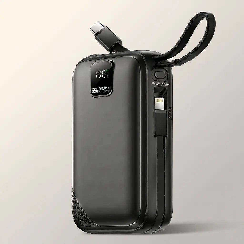 Павербанк Essager 20000 mAh 65W з кабелями (ES-D025), чорний - фото 3