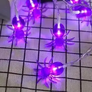 Гирлянда на Хэллоуин Пауки 10 led 150 см 35 × 35 мм фиолетовая - фото 2