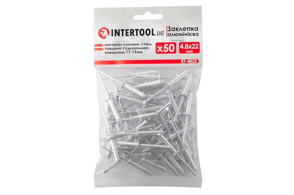 Витяжні заклепки з плоскою головкою Intertool 4.8 х 22.0 мм (в упаковці 50 шт.) - фото 3
