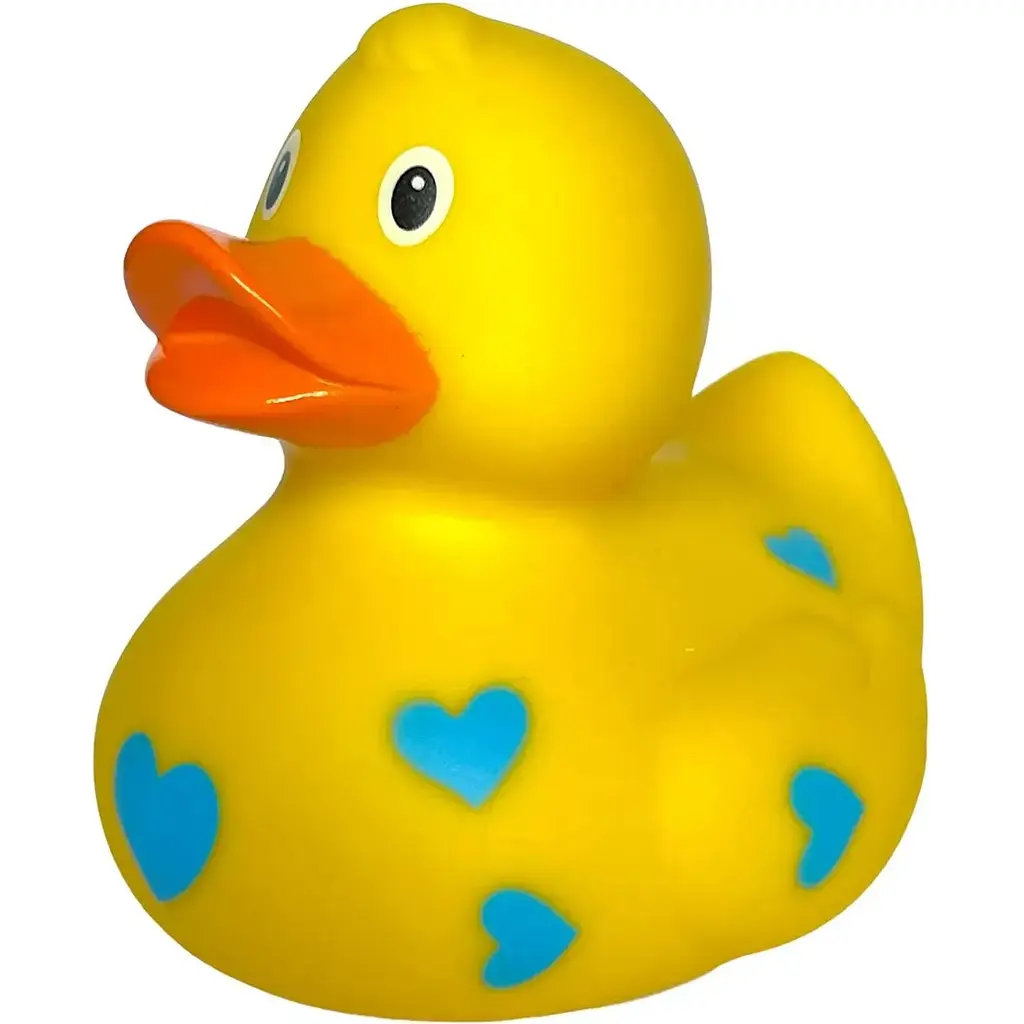 Утка FunnyDucks Желтая в голубых сердечках (0905) - фото 2