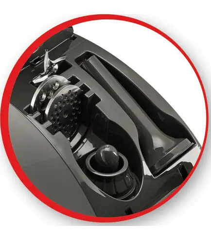 Tefal М'ясорубка HV8 Successor, 2200Вт, 4.5кг/хв, 3 решітки, насадка для ковбас, кеббе, 4 терки, пластик/метал, чорний - фото 6