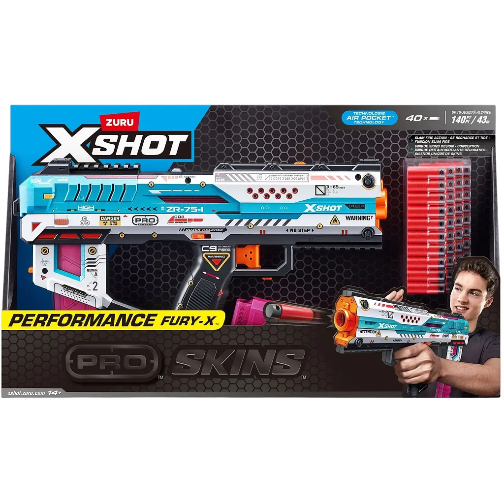 Бластер X-Shot Skins Pro Series Fury-X быстрострельный 40 патронов (36772R) - фото 4
