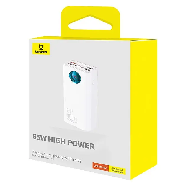 Портативна батарея - зовнішній акб Baseus Amblight 26800mAh 65W OE (P10022402223-00) білий - фото 2