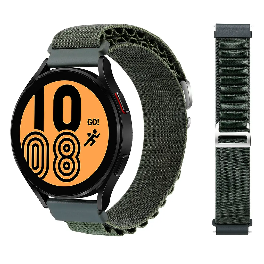Браслет NormalCloth Wave для Samsung Galaxy Watch 6 Classic 43mm 6 Classic 47mm - темно-зеленый ширина крепления 20мм нейлоновый Watchbands (W24-9WB40076718) - фото 4