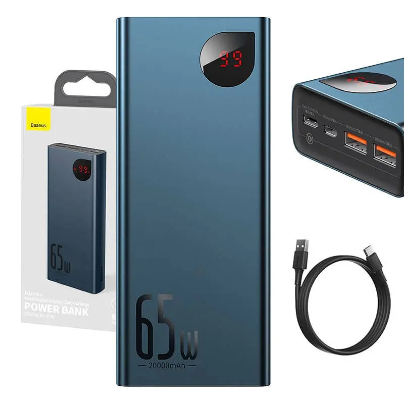 Портативна батарея - зовнішній акумулятор Baseus Adaman Metal 20000mAh 65W PPIMDA-D03 - фото 8