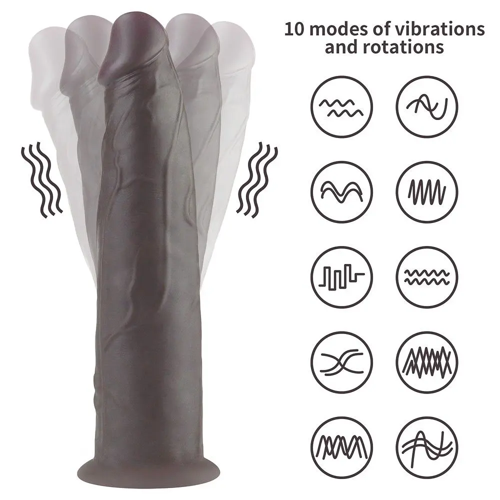 Вібратор LoveToy 9" Dual Layered Platinum Silicone Rotator, 23 см (чорний) - фото 8