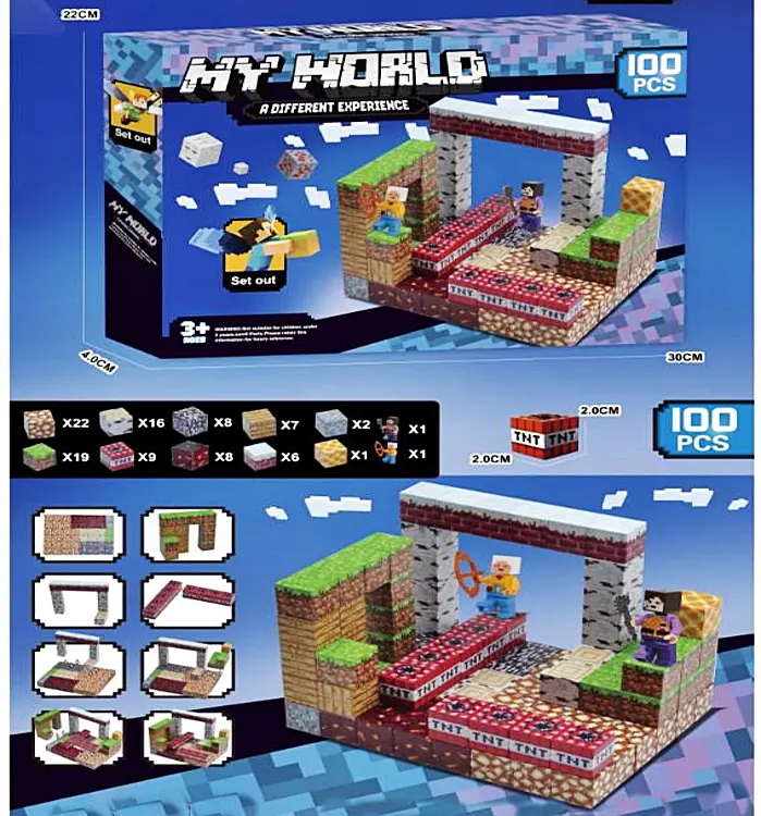 Магнітний конструктор "Minecraft" SX-100/575 100 елементів в коробці (6953212251002) - фото 3