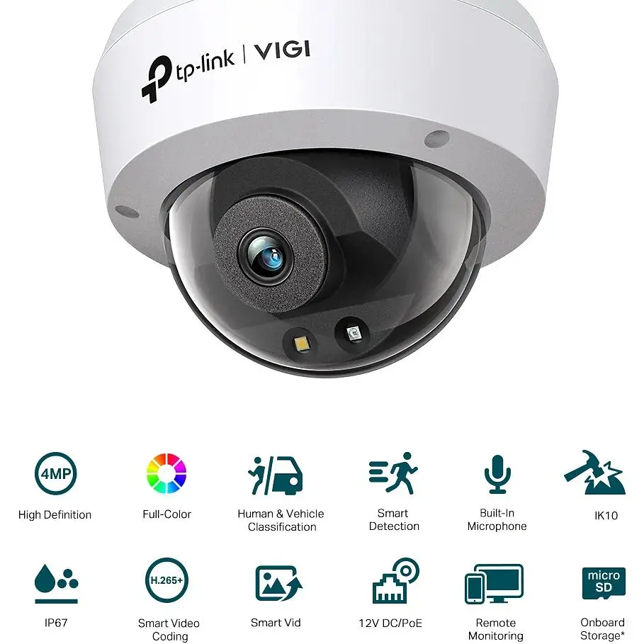 IP-камера TP-Link VIGI C240-4, PoE, 4Мп, 4мм, H265+, IP66, Turret, кольорове нічне бачення, внутрішня - фото 3