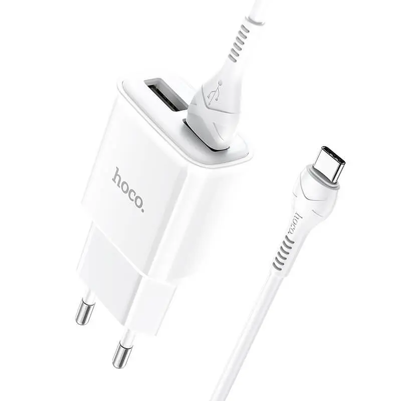 Блок питания и кабель Hoco C88A Type-C Cable Star round dual port charger set белый - фото 2