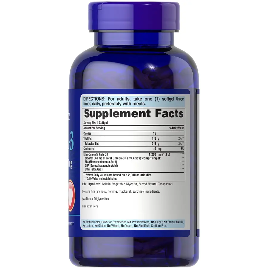 Жирные кислоты Puritan's Pride Omega 3 Fish Oil 1200 mg 200 капсул - фото 2