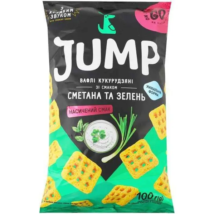 Снек вафлі кукурудзяні Jump 50г сметана та зелень