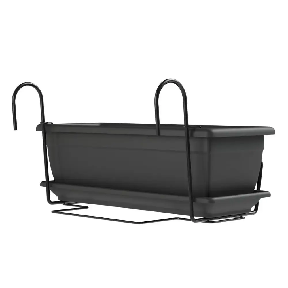 Вазон TeraPlast Nara kit з піддоном темно-сірий 40 х 20 см (33169040005) - фото 2