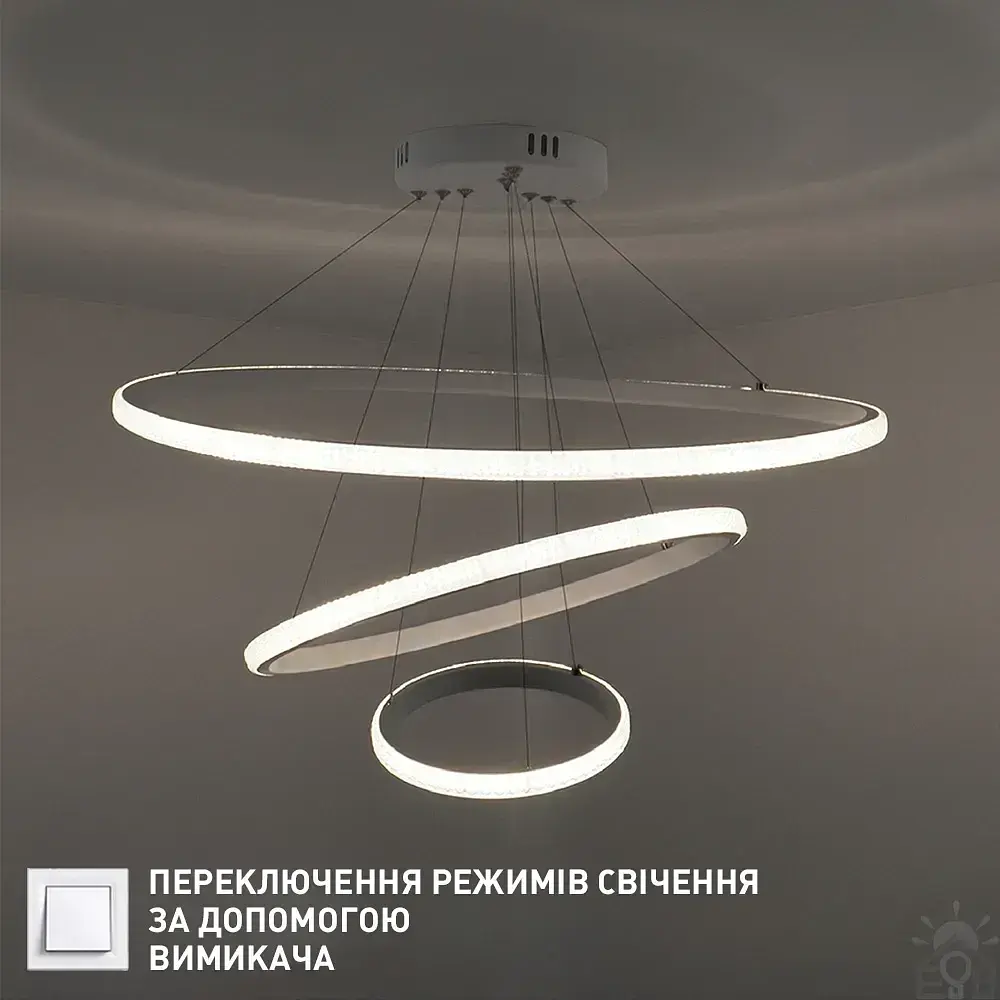Люстра керована світлодіодна підвісна AKRILIKA 3R 70 Вт 600x1100 мм Біла Керується вимикачем (без пульта) ESLLSE - фото 7