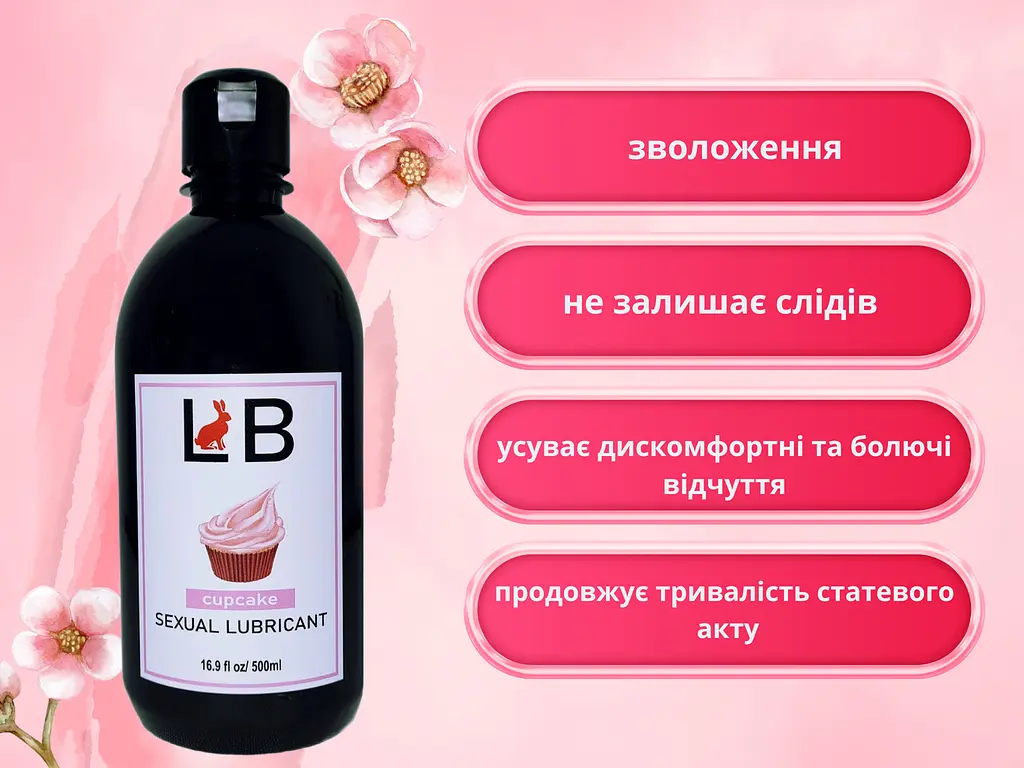 Лубрикант L.B. Sexual Lubricant Water Based Cupcake Капкейк 500 мл - фото 2