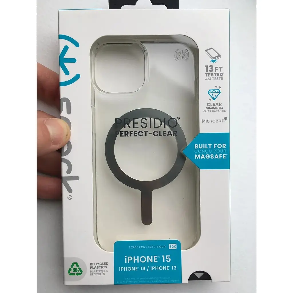 Противоударный чехол прозрачный для iPhone 13 / 14 / 15 Speck Presidio Clear Case MagSafe  (150553-3240) - фото 2