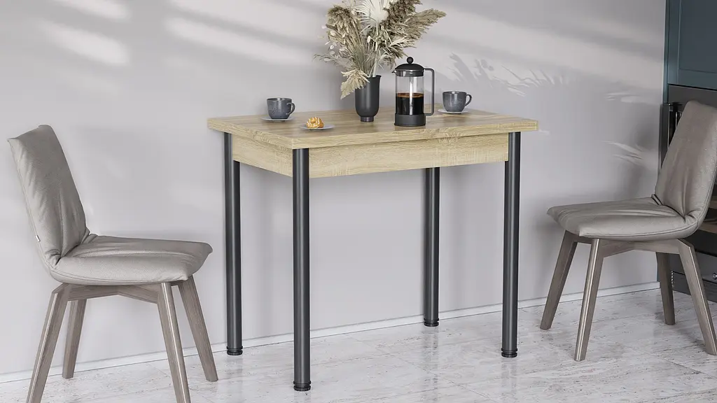 Обідній стіл-формер розкладний Берта Ferrum-decor 750x1200x900 Чорний метал ДСП Дуб Сонома 16 мм (FRD-105174) - фото 12