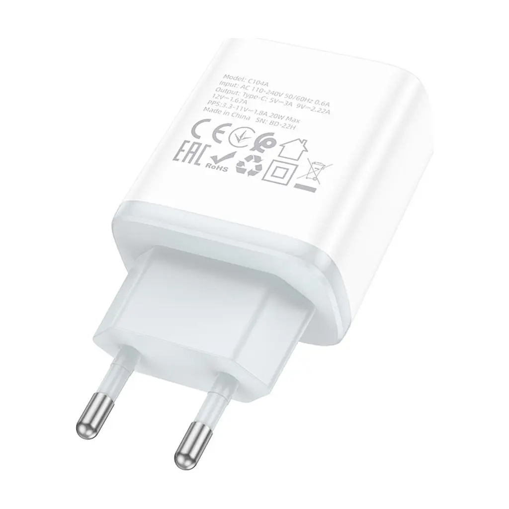 Зарядний пристрій HOCO C104A Stage USB-C PD20W White (6931474782892) - фото 6