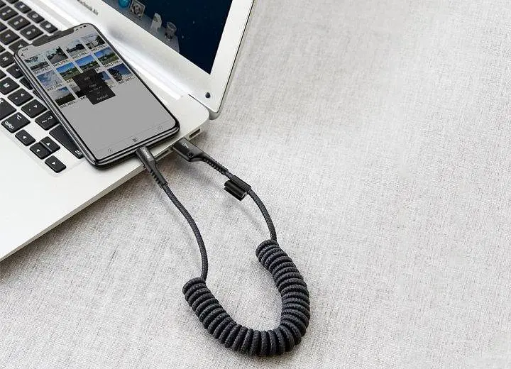 Кабель Baseus Fish Eye Spring Cable USB to Type-C 2A 1m CATSR-01 Black - фото 5