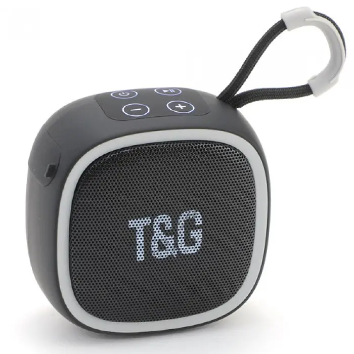 Портативна акумуляторна 5W Bluetooth колонка BT/USB/TF/FM з ремінцем та світломузикою TG 659 чорна