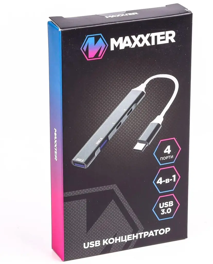 USB-Хаб Maxxter USB 3.0 HU3C-4P-03 (HU3C-4P-03) - фото 3