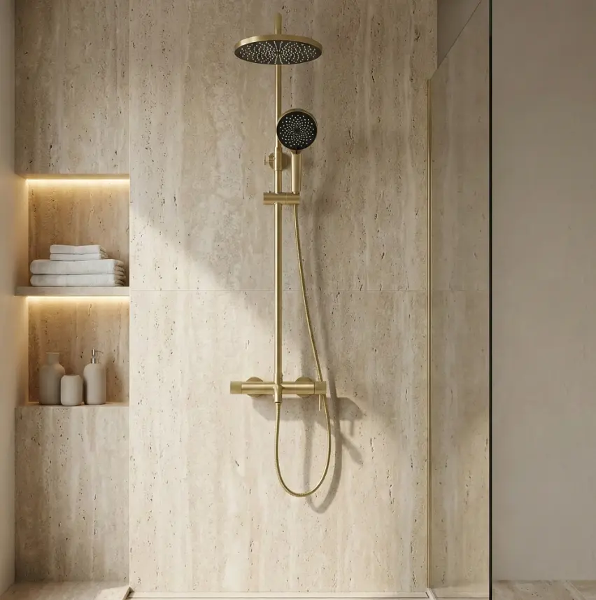 Душова система з виливом Rea Lungo Stripe brushed gold REA-P9490 - фото 5