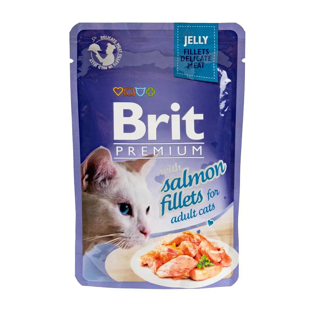 Корм волого Brit Premium Cat Salmon Fillets Jelly pouch - фото 1