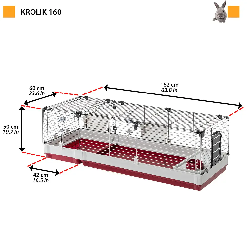 Клітка для кроликів та морських свинок Ferplast Krolik 160 червоно-сіра 162х60х50 см 57072670 - фото 2
