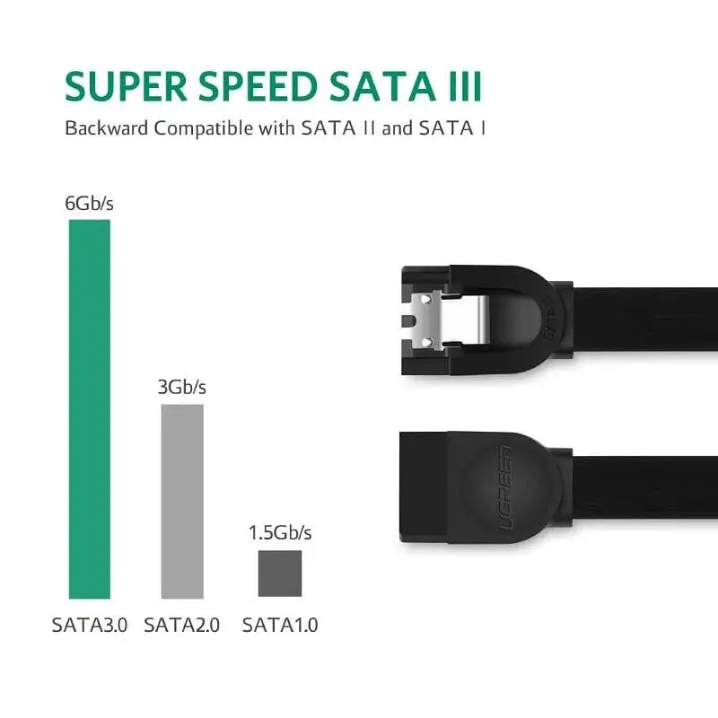 Кабель SATA Serial ATA III Ugreen US217 з блокувальною клямкою 0.5м, Кутовий конектор Чорний (30797) - фото 4