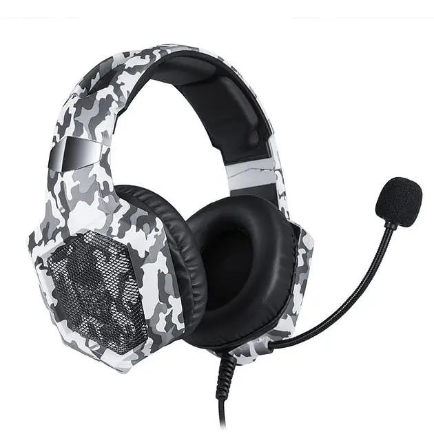 Проводная игровая гарнитура Onikuma Gaming with LED K8, USB, 3.5mm, 2.2m, Camouflage-White - фото 2