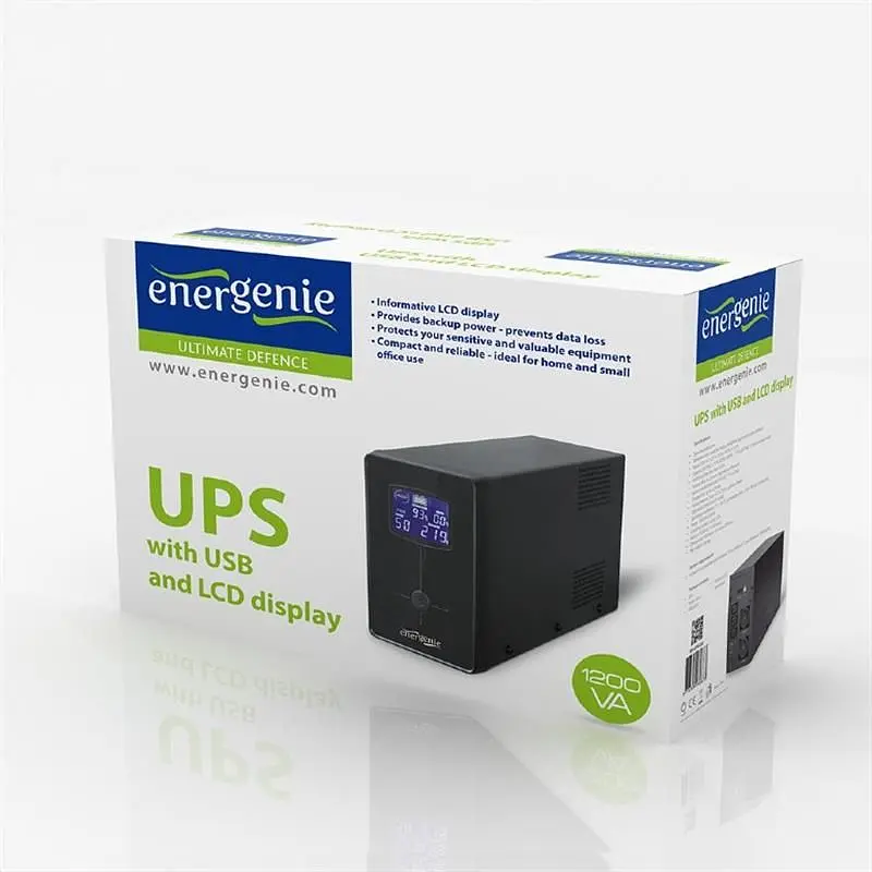 Джерело безперебійного живлення EnerGenie 1200VA LCD USB метал (EG-UPS-033) - фото 2