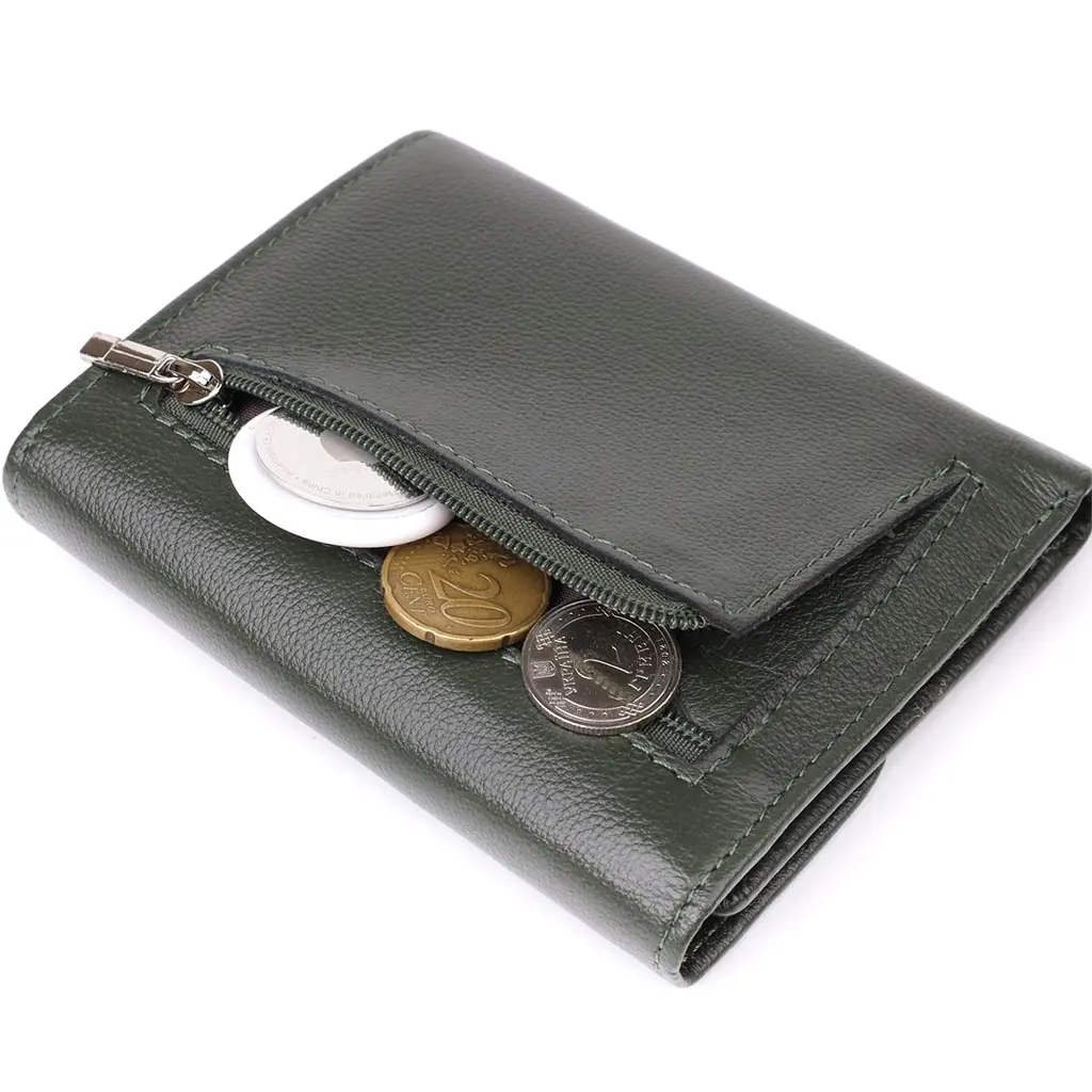 Стильний гаманець середнього розміру із натуральної шкіри ST Leather 23075 зелений - фото 8
