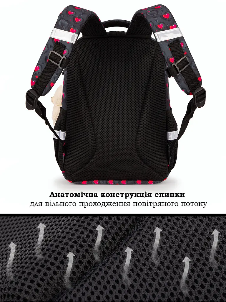 Ортопедический рюкзак School Standard для девочки 475 гр 17,5 литров Черный с розовым - фото 5