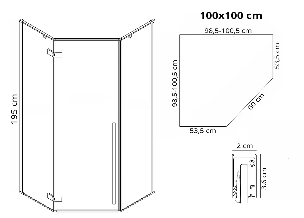 Душова кабіна Rea Diamond 100x100 gold REA-K6616, Золотий, Універсальна, прозорий - фото 6