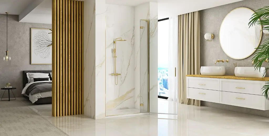 Душові двері Rea Hugo 90 brushed gold REA-K8411 - фото 3