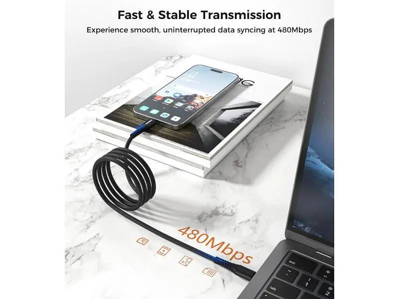 Кабель Lightning Choetech XCL-1030-BK PD 27W Type-C / Lightning 1m Black - фото 7