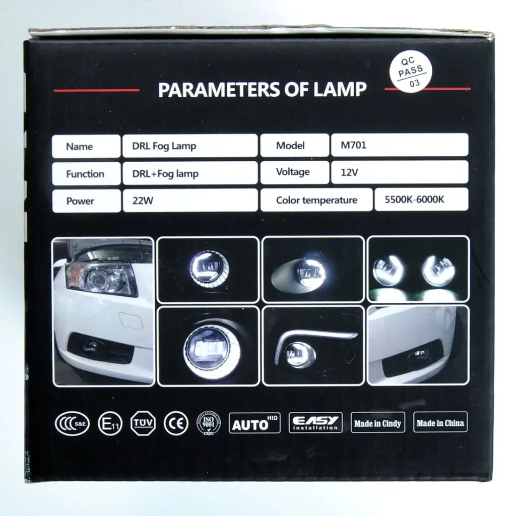 Протитуманні LED Фари круглі D90 мм / Лінза з ДХО / 12V / 22W / 6000K-COB / 2 шт. - фото 9