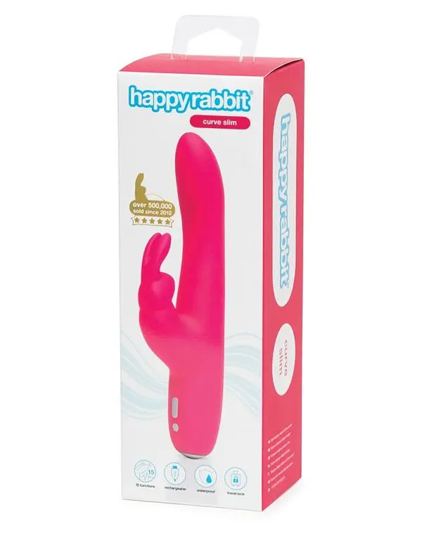 Вібратор-кролик Happy Rabbit Slimline Curve з тонким стволом, 24.1х3.4 см - фото 6