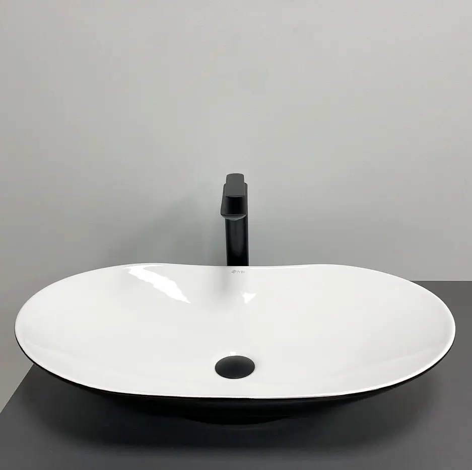 Умивальник VBI Turate накладний 64x36 см black white VBI-017501 - фото 3