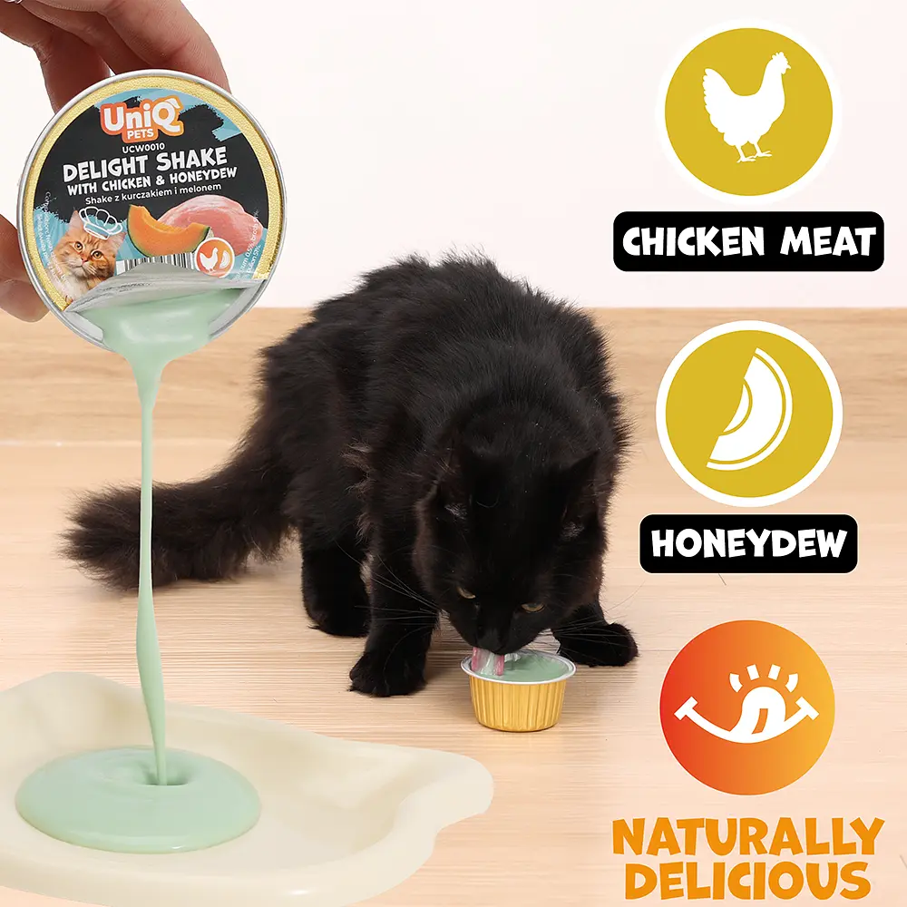 Кремовий вологий корм для кішок UNIQ PETS CAT WET FOOD DELIGHT SHAKE з куркою та медовою динею, 60 г - фото 3