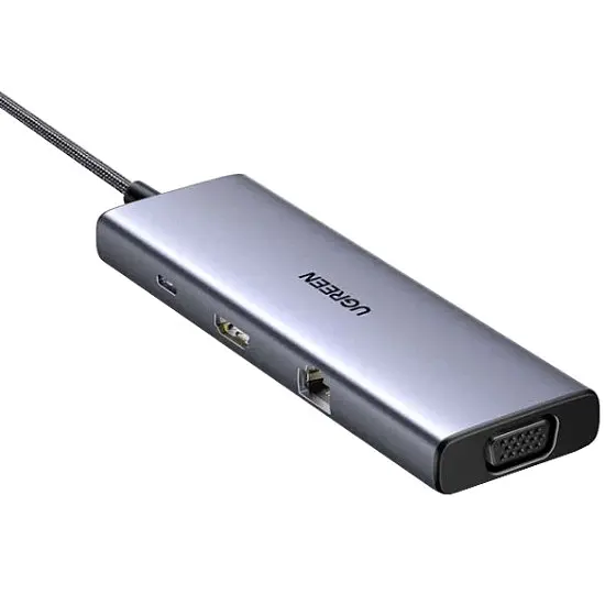Док-станція USB3.1 Type-C --> HDMI 60Hz/VGA/USB 3.0х3/RJ45/SD/TF/PD 100W 9-in-1 CM498 Ugreen - фото 2
