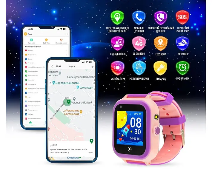 Дитячий смарт-годинник Garmix PointPRO-200 4G/GPS/WiFi Pink - фото 2