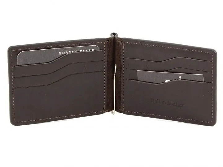Стильный мужской зажим для денег из кожи GRANDE PELLE 12х8х1 см acs0024474 - фото 2