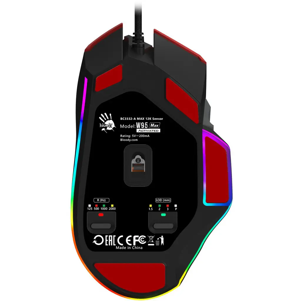 Мишка A4Tech Bloody W95 Max RGB Activated USB Sports Red (4711421985581) - фото 10